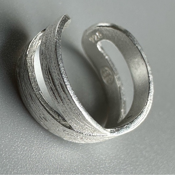 Sterling Silver Criss Cross Ear Cuff – Brushed, No Piercing Needed - Picture 4 of 7